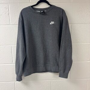 Nike Grey Crewneck Sweatshirt Embroidered Swoosh Logo Size Medium